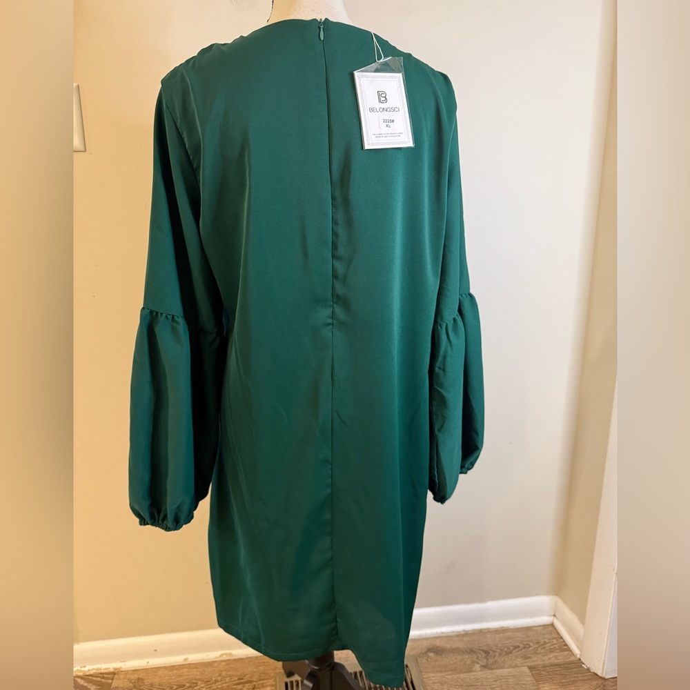 BELONGSCI deep green midi dress SZ XL - Picture 3 of 15